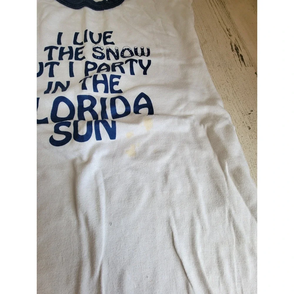 Vintage tank top AS IS I live in the snow but party in Florida shirt Unique